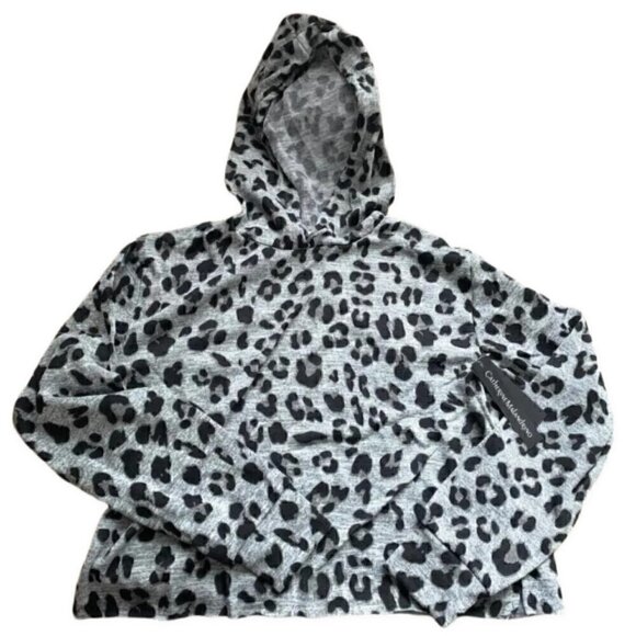Catherine Malandrino Cheetah Print Hoodie Top Large NWT - Picture 2 of 7